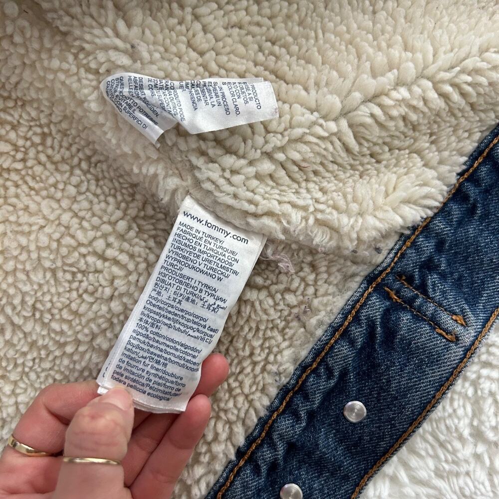 Tommy Jeans ‘Archivr’ Sherpa Denim Jean Jacket Unisex Sz XS Cotton Blend Y2K - Picture 6 of 6